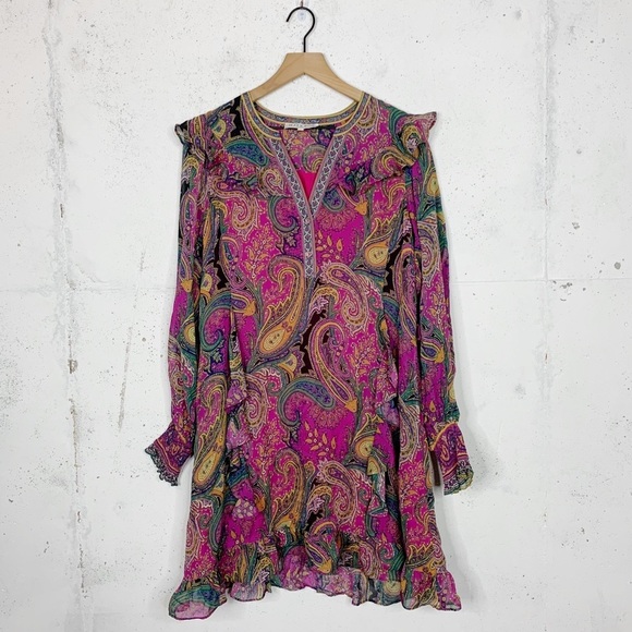 Hale Bob Dresses & Skirts - Hale Bob Long Sleeve Boho Paisley Print Dress Size Medium